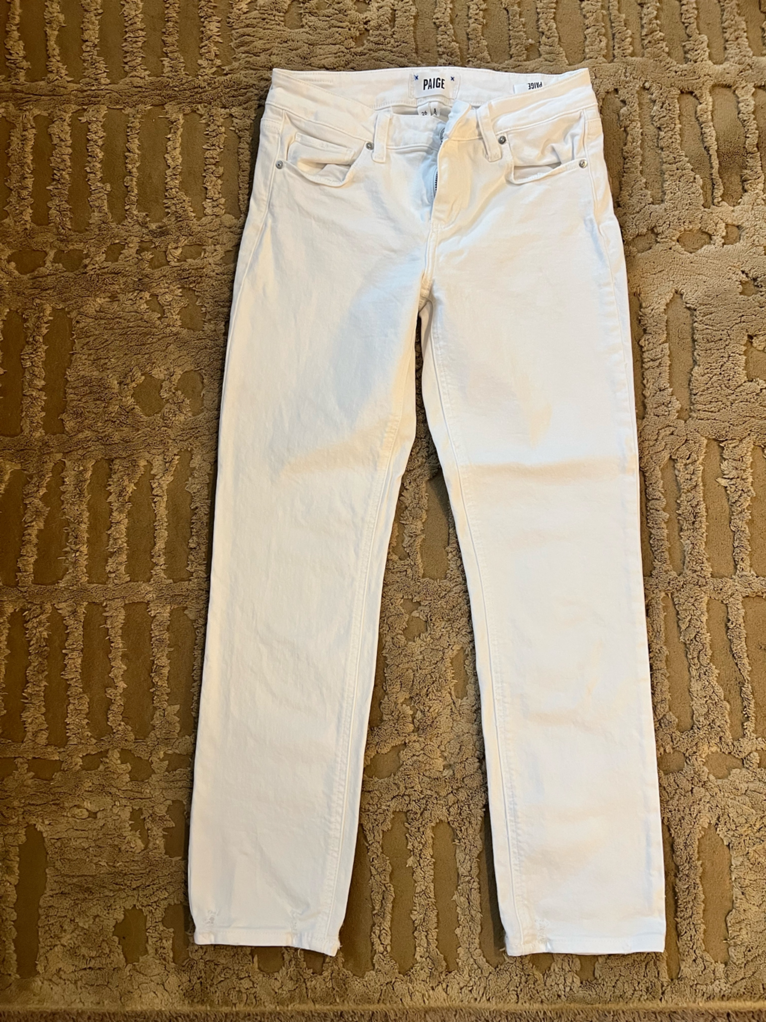 Paige White Denim Jeans With Signature Label